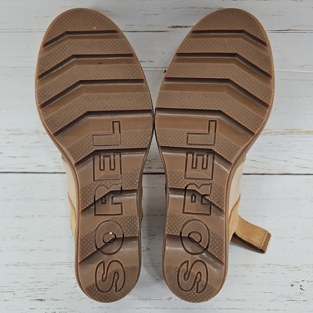 Sorel Joanie II Sandals‎ Womens 8.5 Brown Tan Leather Strappy Platform Wedge Lug - Picture 8 of 9